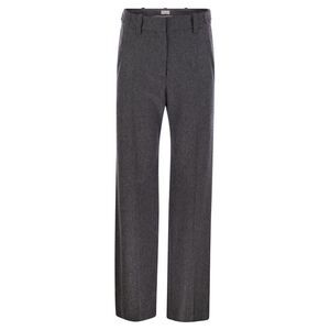 Brunello Cucinelli Women Straight Loose Trousers In Virgin Wool Flannel